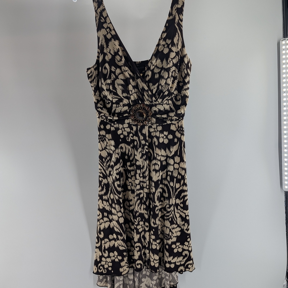 Chic Black and Cream Floral Mini Dress